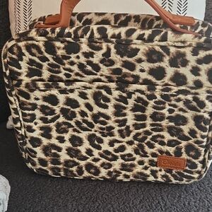 Leopard Print Travel Tote with Leather Handles